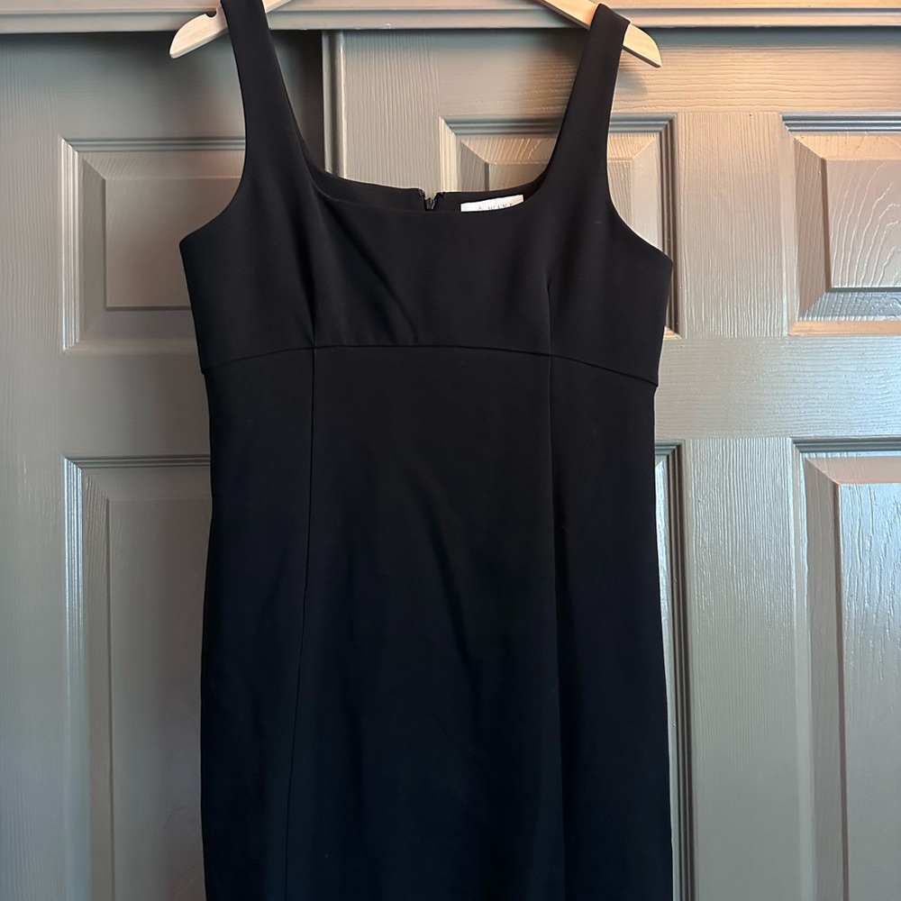 Wayf Black Square-Neck Midi Dress